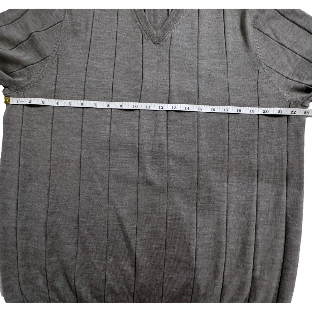 Brooks Brothers Sweater Men's XL Silk Blend Wool Ribbed V-Neck Country Club Grey